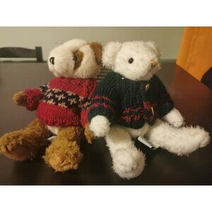 VTG 1988 Chrisha Creation Playful Plush Teddy Bears, Stuffed Animals, Set Of 2